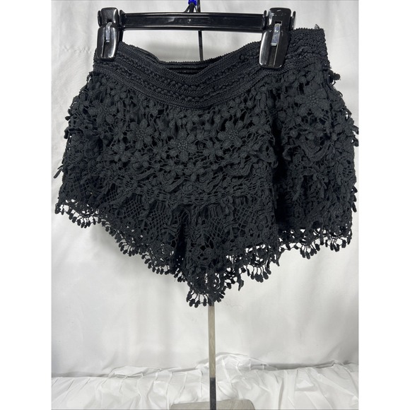 No Boundaries Shorts Size JR Large 11-13 Black Layered Crochet Shorts Stretch - Picture 1 of 13